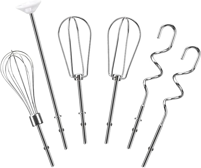 Hand Mixer Beaters Attachments for Kitchenaid Whisk, Beater, Dough Hook, Blending Rod, Stainless Steel Hand Mixers Blender Accessories for Kitchenaid KHM3 KHM5 KHM7 KHM9 KHM926 KHM512-6PCS