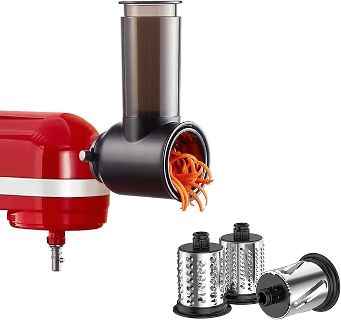 Slicer Shredder Attachments for KitchenAid Stand Mixer | Cheese Grater Attachment for KitchenAid Mixer, 3 Stainless Steel Blades, Salad Maker, Vegetable Slicers