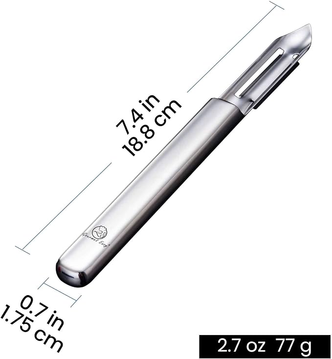 Gourmet Easy Stainless Steel Vegetable Peeler, Ultra Sharp Dual Blades | Peels in Both Directions for Left- and Right-Handed Use, Seamless No Trapped Water, Dishwasher Safe, 5-Year Warranty