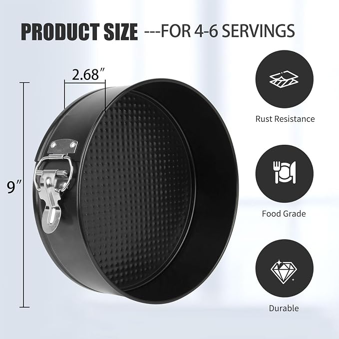 9 Inch non-stick Cheesecake Pan Springform Pan, Removable Bottom with 50PCS Parchment Paper