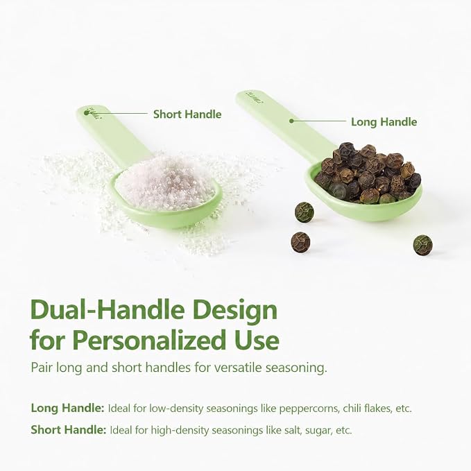 Zuutii Glass Spice Jars Moisture-Proof Spice Containers with Spoons, 10oz Spice Bottles, Mini Seasoning Storage Jars with Flapper Caps for Salt, Sugar, Peppers, Chili in Kitchen (Creamy Green)