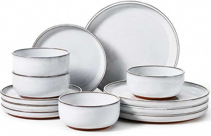 HaWare 12-Piece Dinnerware Set for 4, Plates and Bowls Dishes Set for Home