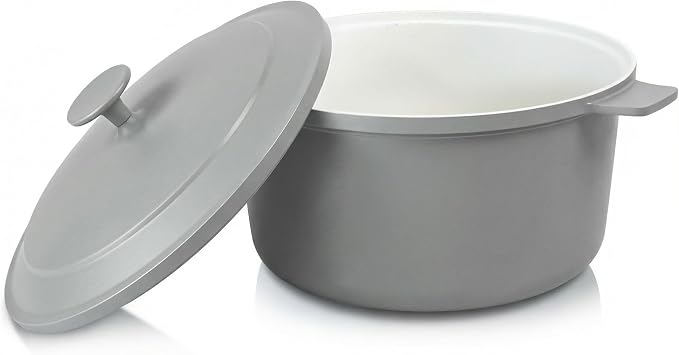 GOTHAM STEEL 5 Qt Dutch Oven Pot with Lid, Ceramic Nonstick, Gray | Lightweight, Non Toxic PFOA/PFOS/PTFE Free, Self Basting Lid, Induction Compatible, Dishwasher and Oven Safe