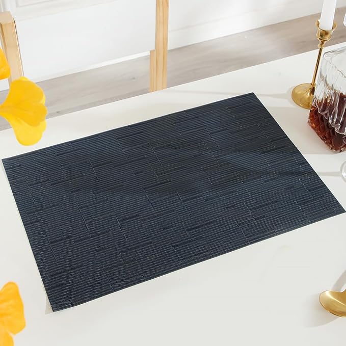 PIGCHCY Placemats Set of 12 Washable Durable Place Mats Vinyl Heat Resistant Non-Slip Table Mats Indoor Outdoor (Midnight Blue)