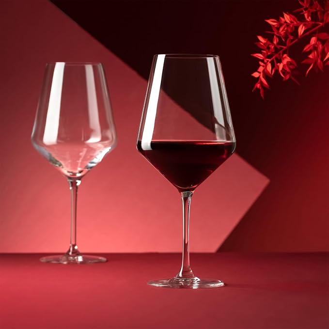 KROSNO Red Wine Glasses Set of 4, 24.7 oz, Avant-Garde Collection | Wine Tumbler, Lead-Free Crystal Glassware, Drinking Glasses, Elegant Cups, Home & Restaurant, Dishwasher Safe