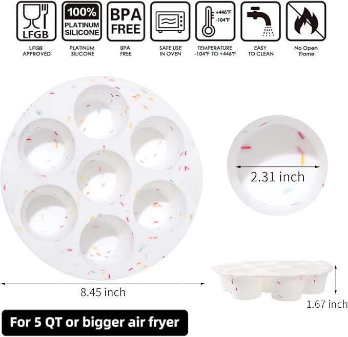SHEbaking Egg Bites Silicone Mold 7 Cups Egg Bite Mold Non-Stick Air Fryer Egg Mold Muffin Pan for Baking Egg Bite Maker for Mini Muffins, Tart, Mini Cupcake BPA Free