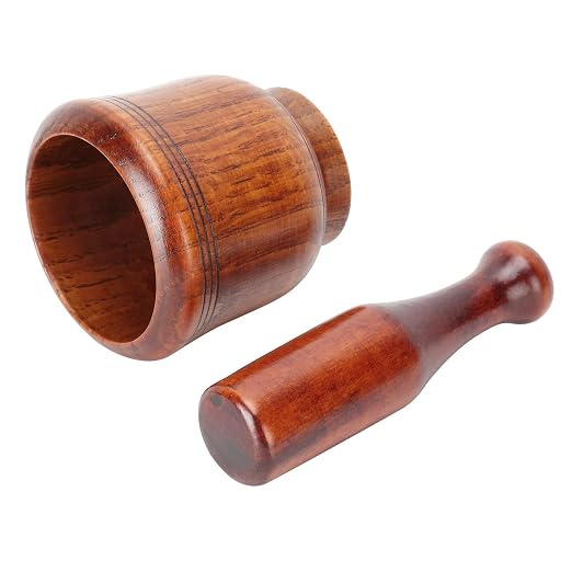 Mortar and Pestle Set, Wood Grinder Bowl Mortar and Spice Grinder Garlic Herb Spice Mixing Grinder Wooden Grinding Bowl for Kitchen Bowl Smashing Tools