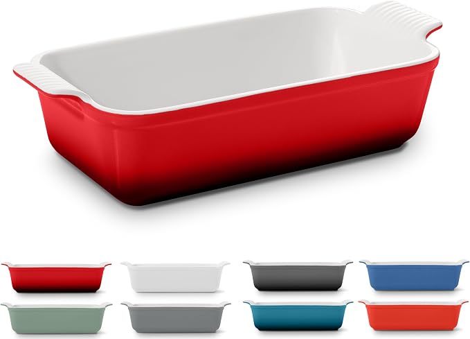 Signature Stoneware Loaf Pan | Non-Stick for Perfect Baking and Bread Making | 1lb Loaf Pan [Deep Red]