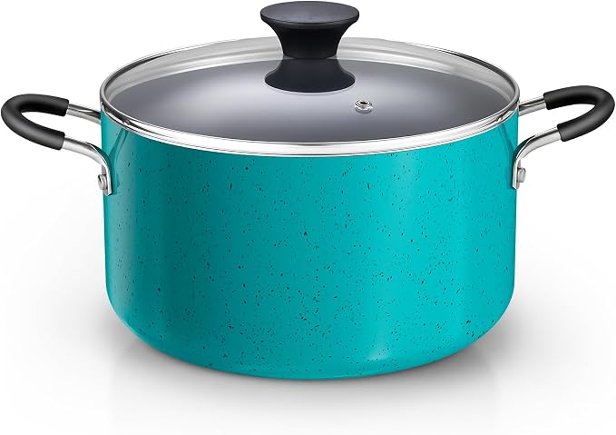Cook N Home 6 Quart Non Stick Stock Pot with Lid, Large Pots for Cooking | Nonstick Soup Pot, Stockpot Induction Cookware - Oven & Dishwasher Safe, Turquoise