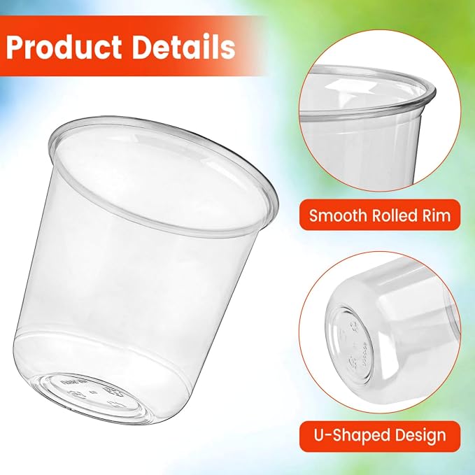 100 x Round Bottom Clear Plastic Cups 12 oz | Disposable Cocktail Cups, Stemless Wine Glasses, Cute Plastic Party Cups for Meeting, Wedding, Birthday, Party Supplies