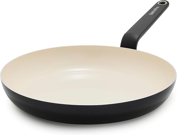 GreenPan Rio Advanced 12" Frying Pan Skillet, Ceramic Nonstick PFAS-Free, Induction Ready, Dishwasher and Oven Safe, Black