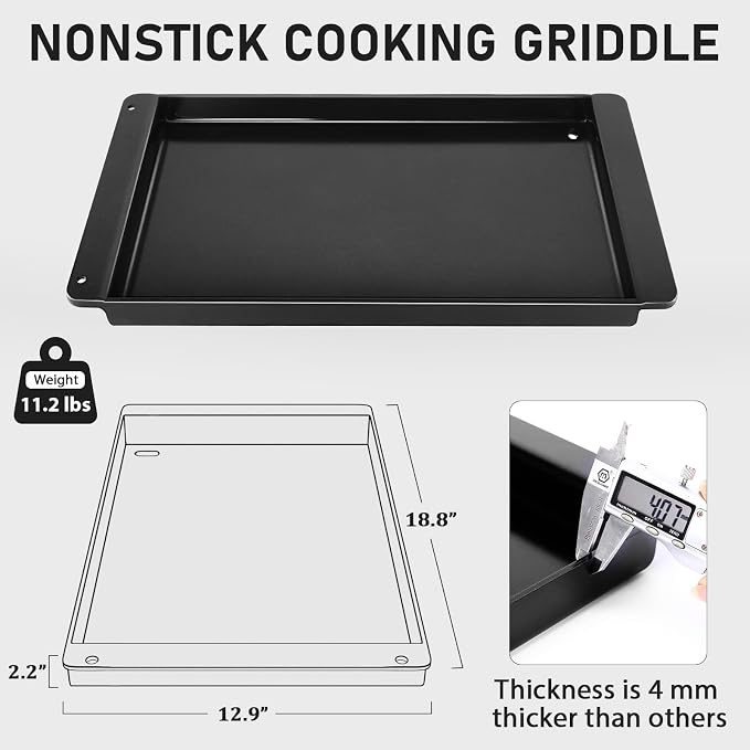 Utheer 7599 Ceramic Griddle Insert for Genesis II 300 600 Series | Adds flat top cooking space for grilling burgers, breakfast and BBQ meals with durable insert construction