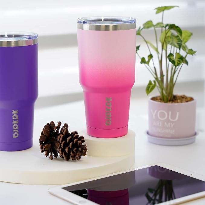 BJPKPK 30 oz Tumbler with Lid and Straw, Insulated Stainless Steel Cup | Double Wall Vacuum, BPA Free, Leak Proof, Keeps Hot/Cold, Travel & Beach Ready, Car Holder Fit, Purple