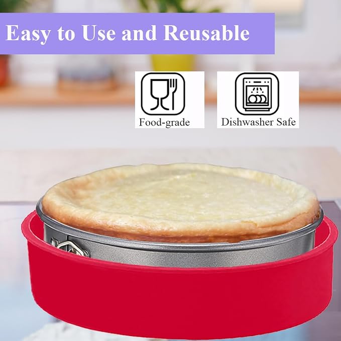 Silicone Springform Pan Protector, Cheesecake Water Bath Protector | for 7'',7.5'' Round Springform Pan, Leakproof, 8 inch