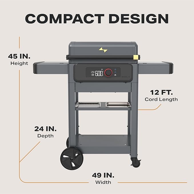 Current® Model G Smart Electric Griddle, Flat Top, Slate | Apartment-Friendly and Weather-Resistant; App-Connected Control from 200°F to 600°F for BBQs, Searing and Roasting.