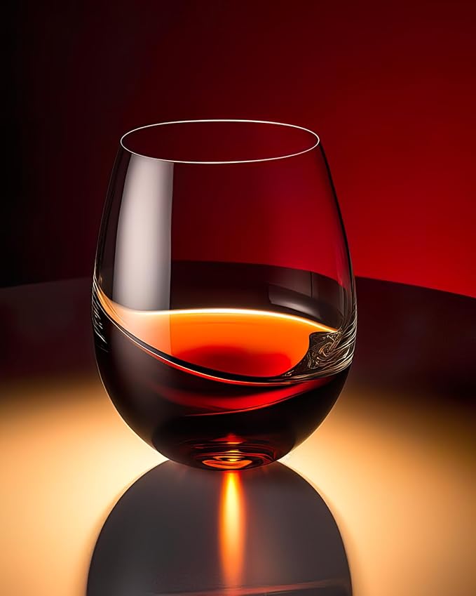 LUXU Stemless Wine Glasses(Set of 4)-20 oz,Crystal Wine Cups | Red or White Wine,Large Water Juice Glasses,No Stem Glass Beverage Cups,Clear Drinking Tumblers for Any Occasion