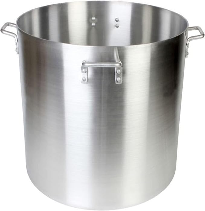 TrueCraftware- 160 qt. Aluminum Stock Pot with Quad Handles 6mm Thickness- Multipurpose Pot Cookware Large Stockpot Stew For Cooking Simmering Soup Seafood Stock Home Kitchen Restaurant