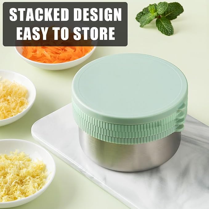 Cheese Grater with Container & Lid, Multi Functional Stainless Steel Box Grater, Handheld Grater Bowl for Kitchen,Lemon Zester for Parmesan, Cheeses, Ginger, Chocolate, Vegetables, Butter (Mint Green)