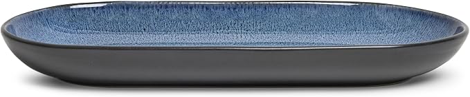 SANGO Resona Blue Serving Platters Set of 2, 14/12 Inch Stoneware Serving Dishes for Entertaining, Glossy Party Serving Trays with Reactive Glaze, Buffet Oval Platters for Bread, Appetizer, Cheese