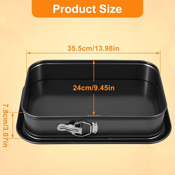 Springform baking Pan Rectangle, 14 x 9.5 Inch Large Spring Form Cake Pan with Removable Bottom, Non-stick Cheesecake Cake Pan Bakeware for Home Kitchen DIY (Rectangular)