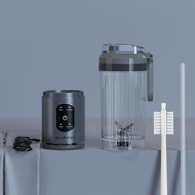 Personal Blender, Portable Blender for-Smoothies and Shakes, Ice crush, Juice, Pulse, 4 Programs, Cordless, USB-C Rechargeable, 18 oz removable Vessel, Lids and Straws, BPA Free, Dishwasher Safe