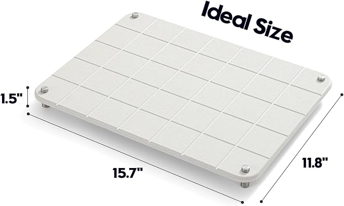 Stone Dish Drying Mat for Kitchen Counter, Water Absorbing Bathroom Tray Sink Organizer, Diatomaceous Earth Countertop Dish Rack Riser Sponge Holder Soap Dish, Gray Beige, 16" x 12"