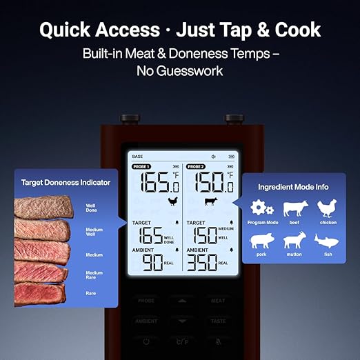 ThermoMaven 3000FT Wireless Meat Thermometer, No App Needed, 2 Probes | Sub-1G Long Range, Digital Smart Base, 6 Sensor NIST Accuracy, IPX8, BBQ Smoker Grill Oven Brisket Steak Turkey Pork Roast