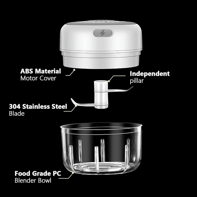 Electric Mini Garlic Chopper, 100ML Food Chopper Garlic Mincer USB | Vegetable Chopper, Onion Chopper, Portable Small Food Processor for Garlic, Ginger, Chili, Vegetables