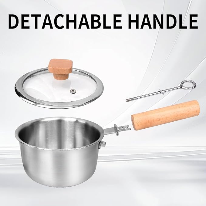 Sauce pan with Glass Lids,1.5QT Uncoated Stainless Steel SaucePan | Milk Pot with Staly-Cool Handle, 3-ply Induction Base Stock Pot for Most Cooktops, Dishwasher Safe