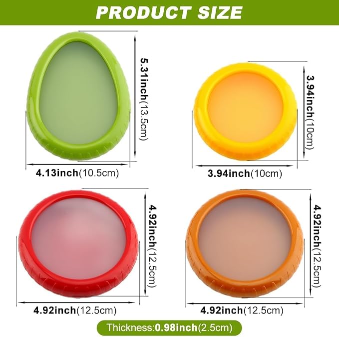 T-Raputa Avocado Saver and Tomato Holder - Set of 4 | Reusable Storage Containers,for half an avocado For Fridge, Ideal for Garlic, Onions, Lemons, and Potatoes