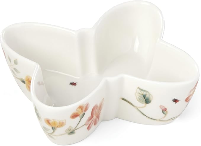 Lenox 885606 Butterfly Meadow Butterfly-Shaped Bowl, White | dishwasher safe, microwave safe | figural butterfly shape | home decor | 20oz, gift for women, salad bowl