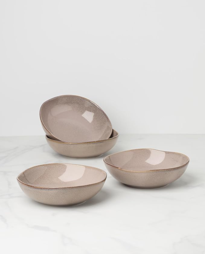 Oneida Organic Shades Clay Stoneware Pasta Bowl Set for 4, 34.5oz | dishwasher safe, microwave safe | kitchen and dining essential | 34.5oz, salad bowls, gift for women