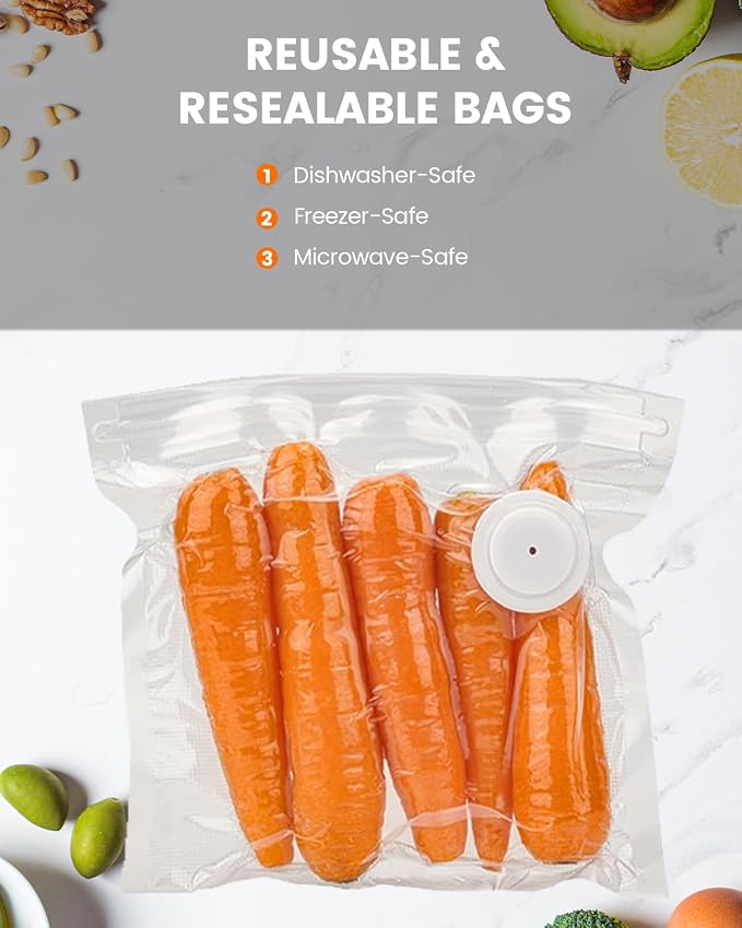 30 Reusable Vacuum Sealer Bags for Food, 12 x 13 inch Food Storage Bags | Durable Airtight Bags, Freezer Safe, Microwave & Dishwasher, Leak-Proof, Compatible with Most Vacuum Sealers