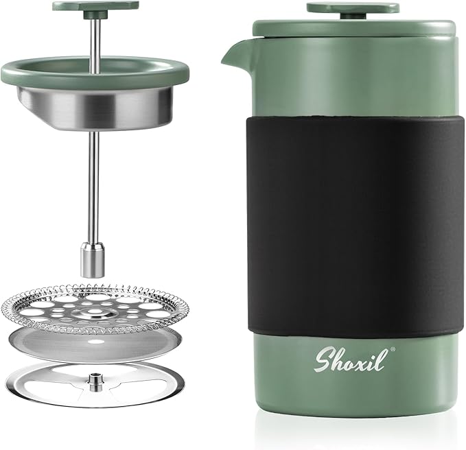 French Press – 350ml Stainless Steel Coffee Press, 2 Cup Cafetiere for Ground Coffee, Portable French Press