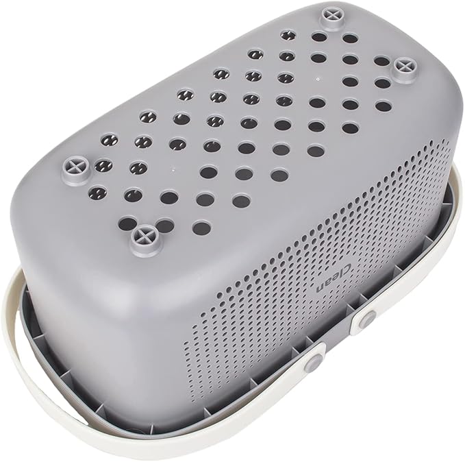 JiatuA Plastic Storage Basket with Handle Portable Shower Caddy Tote Organizer Basket Bin for Bathroom Kitchen Dorm Room Bedroom, Gray | Sturdy Drainage Large Capacity Organizer Basket with Silicone Handles for Bathroom Kitchen Bedroom College Dorm Ess...
