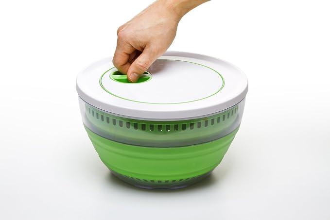 PrepWorks 4 Qt Collapsible Salad Spinner for Quick Salad Washing and Drying | Collapsible Space-Saving Design, BPA-Free and Dishwasher Safe for Easy Clean Up