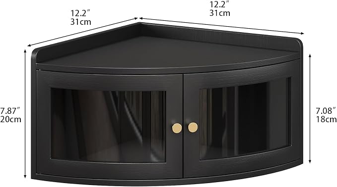 Trironsun Corner Bread Box for Kitchen Counter with Acrylic Transparent Door Bamboo Large Capacity Bread Storage Bin Fan Shape Breadbox Holder for Homemade Bread (Black 1 Layer)