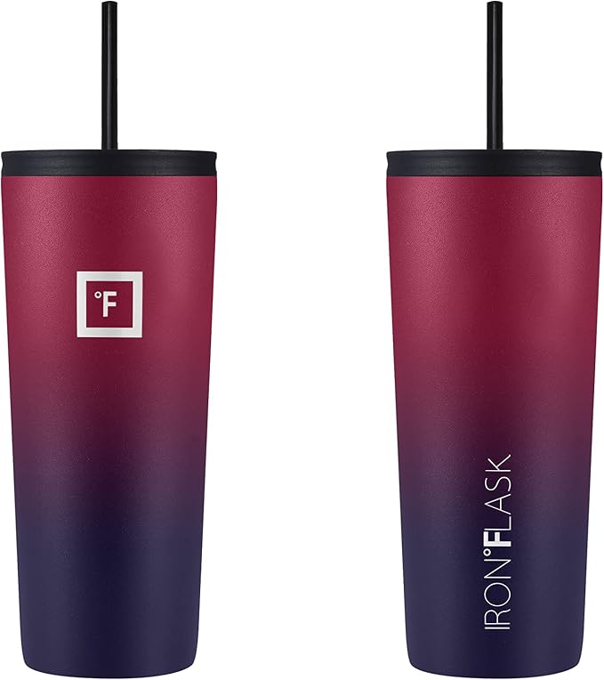IRON °FLASK 24 oz Classic Insulated Tumbler | Vacuum Insulated Stainless Steel Tumbler with Solid Lid - Double Walled Travel Cup, Sweat Free, BPA Free (Dark Rainbow)