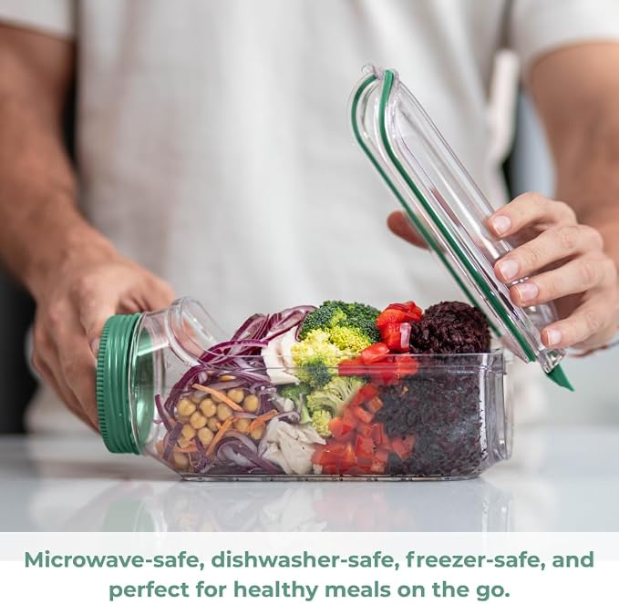 Prepara Classic Harvest Pod, 6 Cups, Green | Leakproof Meal Salad Jar On The Go