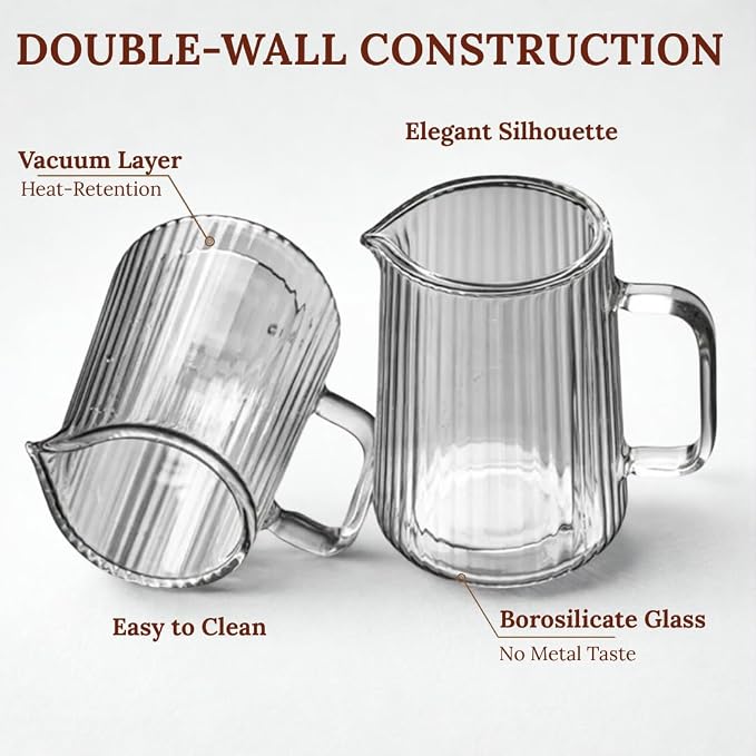Glass French Press Coffee Maker, Heat Resistant Borosilicate Glass (34oz Ribbed)