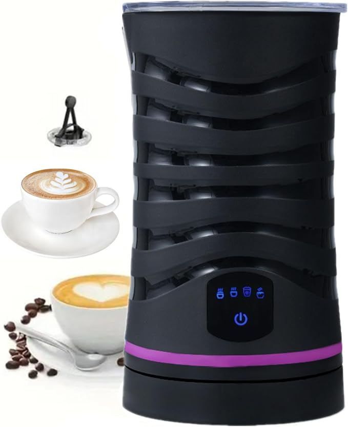 Milk-Frother, 4-in-1 Milk-Steamer-and-Frother, Hot & Cold Foam Milk Warmer with Temperature Control, Auto Shut-Off Frothers for Coffee, Latte, Cappuccino, Macchiato