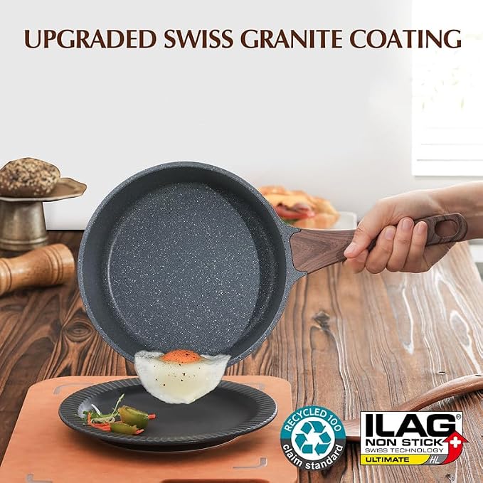 SENSARTE Nonstick Saucepan with Lid, 1.5 Quarts Small Pot with Swiss Granite Coating, Stay-cool Handle, Multipurpose Handy Sauce Pot Small Kitchen Cooking Pot, Induction Comptable, PFOA Free | Small Pot with Swiss Granite Coating, Sauce Pot Kitchen Coo...