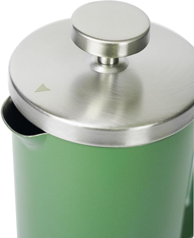 Green 600ml French Press Coffee Maker, Double Wall Stainless Steel, Detachable Filter, Cool Touch Insulated Handle, Easy to Clean, Portable Coffee Brewer for Home, Camping, Single & Couple Use