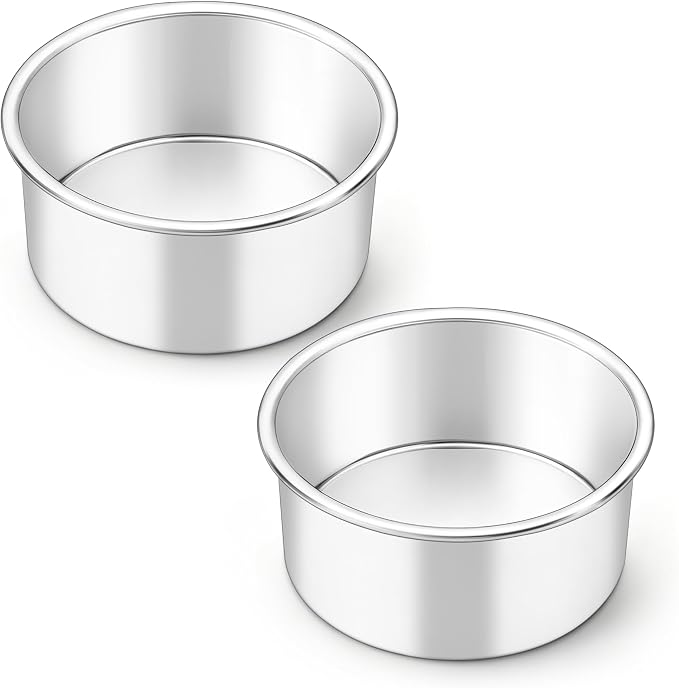 LIANYU 4 Inch Cake Pan Set of 2, Mini Round Cake Tins for Baking | Premium Stainless Steel, Metal Baking Pans for Birthday Wedding Party Christmas, Dishwasher & Oven Safe