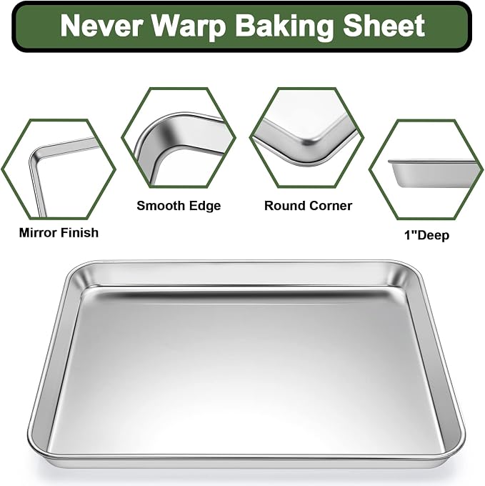 Baking Sheet Tray Cooling Rack with Silicone Mat Set, Stainless Steel Cookie Pan For Oven, Set of 9 (3 Sheets + 3 Racks Mats), Warp Resistant & Heavy Duty & Easy Clean, Grey