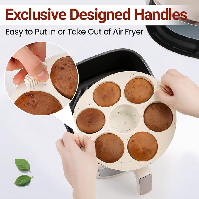 Silicone Muffin Pan for Air Fryer Oven Instant Pot, Nonstick 7 Cups Easy To Handle for Baking Egg Bites Mold Muffin Tart Cupcake Mini Quiche 1 Pack Confetti