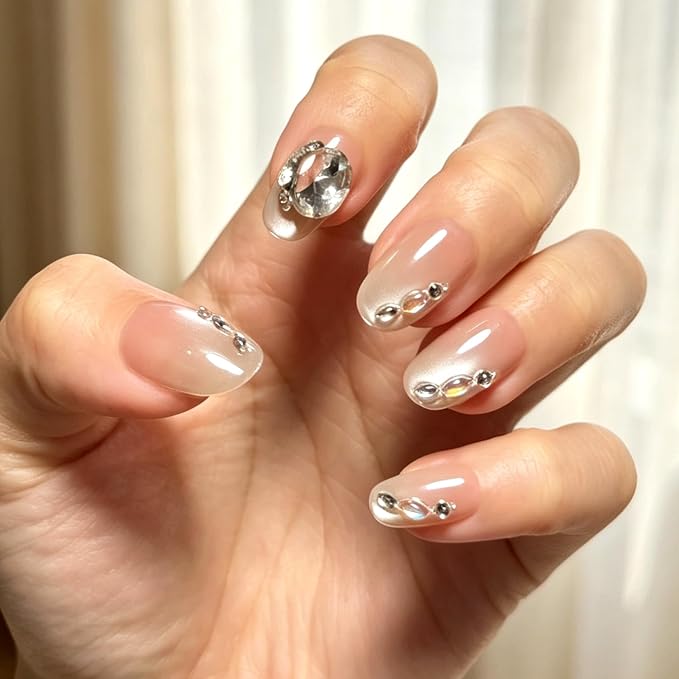 6 Packs (144 Pcs) | Reusable Press on Nails | cute nails | 6-Style Bundle | 12 Sizes | Each Style 24 Pcs | Colorful & diamond