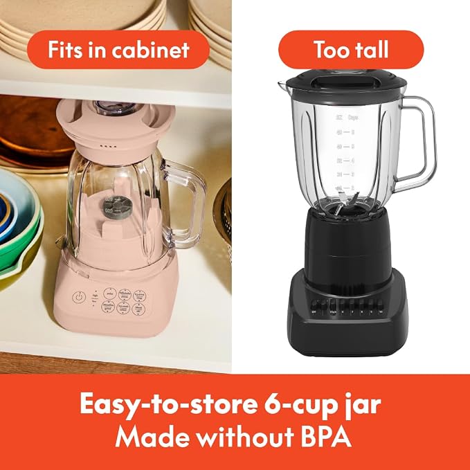 bella Fits-anywhere™ Flip & Store Blender, 48 oz, 520W, Blossom
