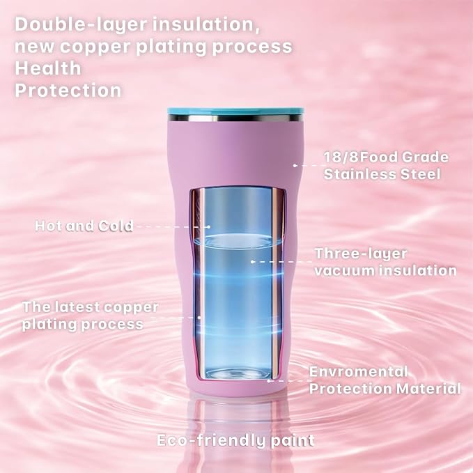 30 oz Insulated Tumbler with Straw and Lid, Pink Aqua | 18/8 stainless steel, double-wall vacuum insulation, BPA-free materials, reusable straw, for everyday hot and cold drinks.