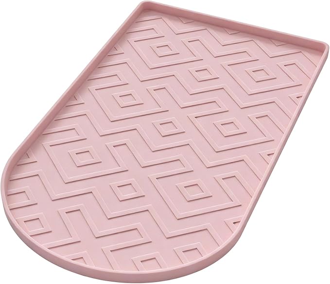 Silicone Coffee Mat,15.8"x 9.8"in Bar Mat for Countertop,Heat-Resistant,Non-Slip,Leak-Proof,Fit for Coffee Maker/Espresso Machine-Pink